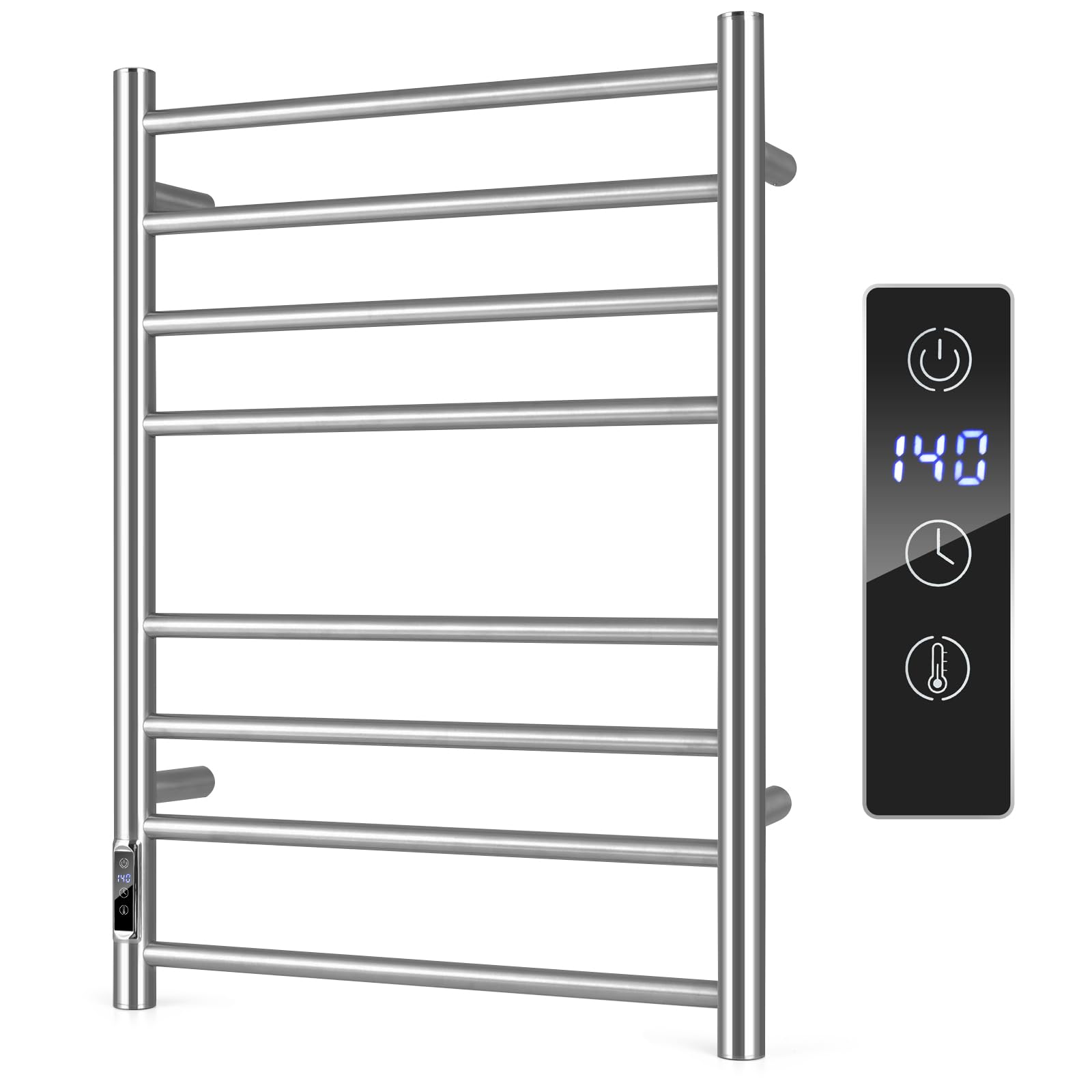  Tangkula Towel Warmer, Bathroom 10 Bars Heated Stainless Steel  Towel Rack with 1-8 Hour Timer & 12-Level Adjustable Temperature, IP44  Waterproof Plug-in Wall Mounted Electric Drying Rack, Silver : Home 