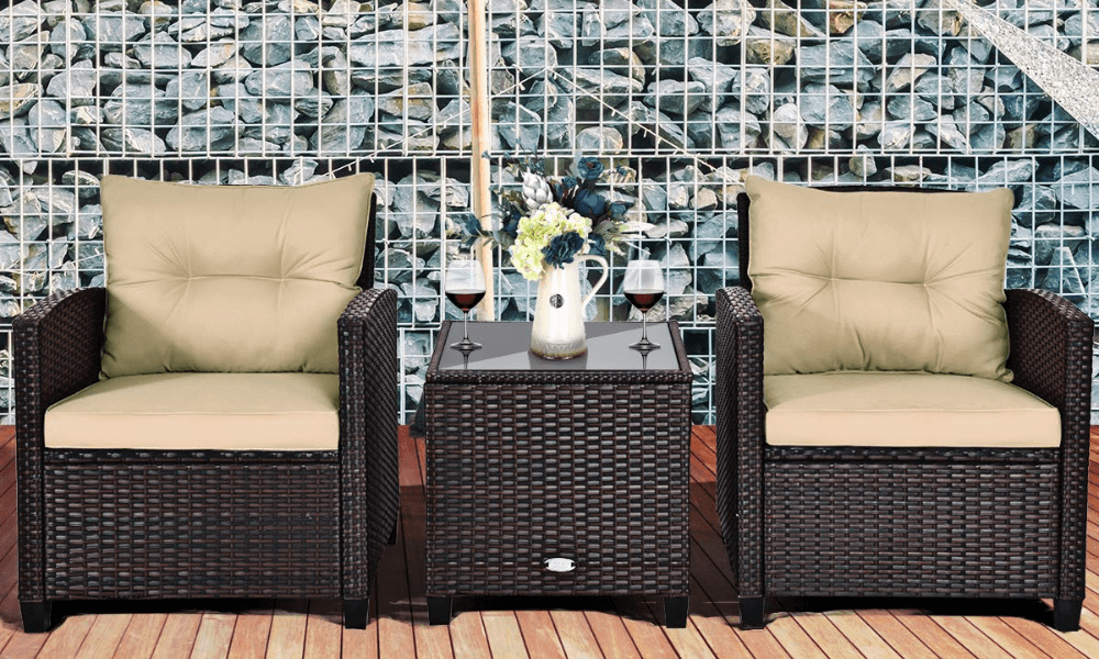 2 Chair Patio Set | Rocking Chair Set | Small Patio Set - Tangkula