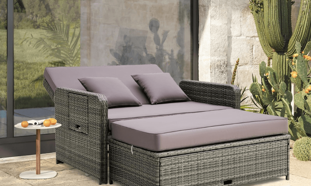 Patio Sofa | Outdoor Daybed | Outdoor Wicker Couch - Tangkula