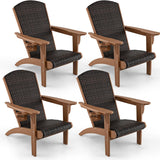 Tangkula Patio Wicker Adirondack Chair, HDPE Lounge Chair w/Rattan Padded Seat & Back