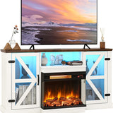 Tangkula 58” Fireplace TV Stand with 23” 3-Side Glass Electric Fireplace