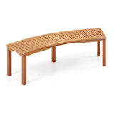 Tangkula Outdoor Curved Bench, Acacia Wood Fire Pit Bench w/Slatted Seat, 800 LBS Max Load, Oil Painted