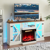 Tangkula 58” Fireplace TV Stand with 23” 3-Side Glass Electric Fireplace