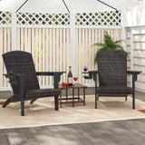 Tangkula Patio Wicker Adirondack Chair, HDPE Lounge Chair w/Rattan Padded Seat & Back