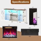 Tangkula 58” Fireplace TV Stand with 23” 3-Side Glass Electric Fireplace