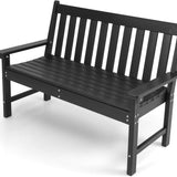 Tangkula 2-Person Outdoor Garden Park Bench, All-Weather HDPE Patio Loveseat Chair with Cozy Backrest