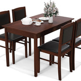 Tangkula 5-Piece Dining Table Set for 4, Farmhouse Solid Wood Dinette Set w/Rubber Wood Legs