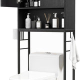 Tangkula Over The Toilet Storage Cabinet, Freestanding Toilet Rack w/ 2 Doors, Adjustable Shelf