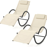 Tangkula Rocking Lounge Chair Outdoor, Zero Gravity Chaise Lounger with Removable Headrest, Fabric Backrest & Seat