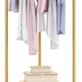 Tangkula Corner Coat Rack with Storage, Simple Hall Tree with Hanging Rod & 2 Mesh Shelves