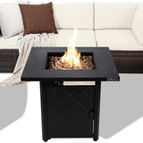 Tangkula 7 Pieces Patio Furniture Set with 28" 50000 BTU Propane Gas Fire Pit Table