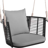 Tangkula Outdoor Metal Porch Swing, Single Person Hanging Seat, Heavy-Duty Swing Chair for Front Porch, Backyard