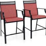 Tangkula Outdoor Bar Stools Set of 2/4, Heavy-Duty Patio Stools & Bar Chairs with Footrest & Armrests