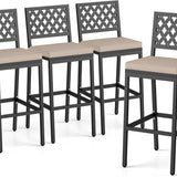 Tangkula Outdoor Bar Stools Set of 2 or 4, 27” Counter Height Barstools with Removable Cushions