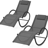 Tangkula Rocking Lounge Chair Outdoor, Zero Gravity Chaise Lounger with Removable Headrest, Fabric Backrest & Seat