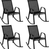 Tangkula Patio Rocking Chair Set of 2/4, Outdoor Ergonomic Rockers with Breathable Fabric Seat