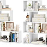 Tangkula S-Shaped Bookshelf, 5-Tier Modern Geometric Stepped Bookcase with Anti-Tipping Kits