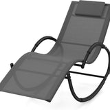 Tangkula Rocking Lounge Chair Outdoor, Zero Gravity Chaise Lounger with Removable Headrest, Fabric Backrest & Seat