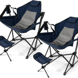 Tangkula Folding Camping Chair, Portable Camp Chair with Retractable Footrest