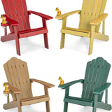 Tangkula Oversized Adirondack Chair, Patio Lounge Chairs w/Adjustable Cup Holder