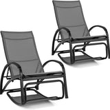 Tangkula Rocking Chair Outdoor, 2-in-1 Convertible Lounge Chair with 4-Level Adjustable Backrest