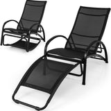 Tangkula Rocking Chair Outdoor, 2-in-1 Convertible Lounge Chair with 4-Level Adjustable Backrest