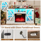 Tangkula 58” Fireplace TV Stand with 23” 3-Side Glass Electric Fireplace