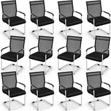 Tangkula Stackable Conference Chairs Set of 4/8/12, Mid Back Office Guest Chairs with Mesh Fabric & Sled Base