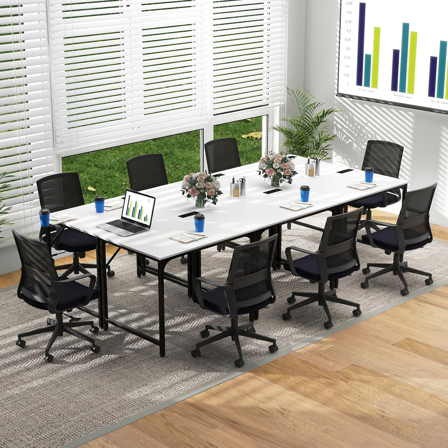 Tangkula Conference Table Set of 1/2/4/6, Modern Boardroom Desk with Storage Bag, Headphone Hook