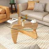 Tangkula Triangle Glass Coffee Table, Mid-Century Modern Center Table with Tempered Glass Top