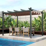 Tangkula 10x13 Ft Pergola, Heavy-Duty Aluminum Outdoor Pergola with Retractable Sun Shade Canopy