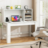 Tangkula Computer Desk with Hutch, Home Office Desk with Bookshelf