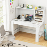 Tangkula Computer Desk with Hutch, Home Office Desk with Bookshelf