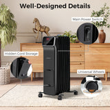 Tangkula 1500W Electric Radiant Heater, Oil Filled Space Heater w/Remote, Adjustable Thermostat