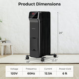 Tangkula 1500W Electric Radiant Heater, Oil Filled Space Heater w/Remote, Adjustable Thermostat