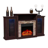 Tangkula Electric Fireplace TV Stand, Electric Fireplace Mantel with 16-Color Led Lights