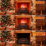 Tangkula 26" Infrared Quartz Electric Fireplace Log Heater with Realistic Pinewood Ember Bed