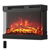 Tangkula 24 Inches 3-Sided Electric Fireplace Insert, 5,000 BTU Fireplace Log Heater with Remote Control