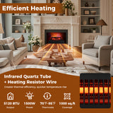 Tangkula 23 Inch Infrared Quartz Electric Fireplace Pinewood Log Heater, Fireplace Insert with Remote Control