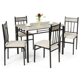 Tangkula 5 Piece Kitchen Dining Table Set(Grey), Kitchen Table and Chairs Set with Metal Frame & Padded Seat