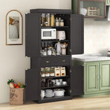 Tangkula 72" Freestanding Kitchen Pantry Cupboard Cabinet, Traditional Elegant Design