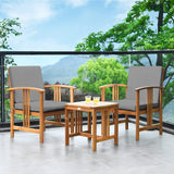 Tangkula 3-Piece Outdoor Acacia Wood Sofa Set w/Cushions