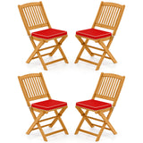 Tangkula 2 Pieces Folding Outdoor Dining Chairs, Acacia Wood Patio Chairs with Soft Cushions