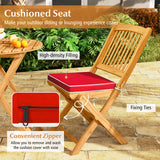 Tangkula 2 Pieces Folding Outdoor Dining Chairs, Acacia Wood Patio Chairs with Soft Cushions