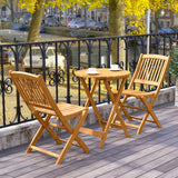 Tangkula 2 Pieces Folding Outdoor Dining Chairs, Acacia Wood Patio Chairs with Soft Cushions