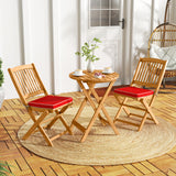 Tangkula 2 Pieces Folding Outdoor Dining Chairs, Acacia Wood Patio Chairs with Soft Cushions