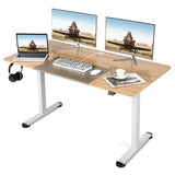 Tangkula 55 x 28 Inch Large Electric Standing Desk, Height Adjustable Sit to Stand Desk with Powerful Motor & Hanging Hook