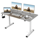 Tangkula 55 x 28 Inch Large Electric Standing Desk, Height Adjustable Sit to Stand Desk with Powerful Motor & Hanging Hook