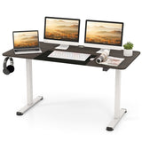 Tangkula 55 x 28 Inch Large Electric Standing Desk, Height Adjustable Sit to Stand Desk with Powerful Motor & Hanging Hook