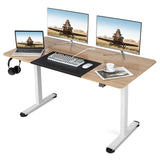 Tangkula 55 x 28 Inch Large Electric Standing Desk, Height Adjustable Sit to Stand Desk with Powerful Motor & Hanging Hook